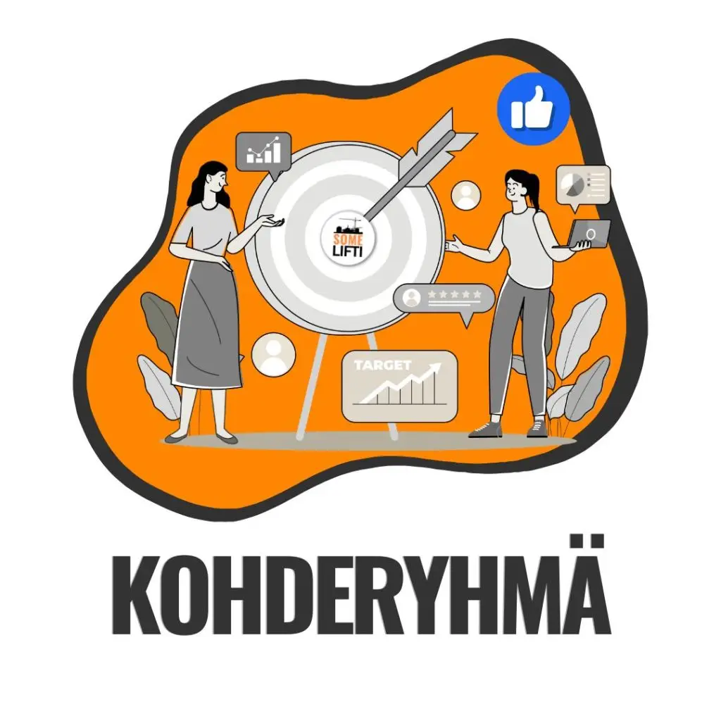 Kohderyhmätutkimus esimerkkinä: pienyrittäjä analysoi asiakasdataa ja sosiaalisen median trendejä kannettavalla tietokoneella myynnin kasvattamiseksi.